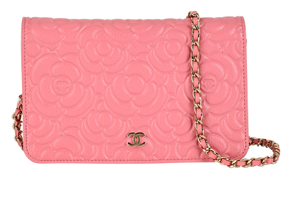 Camellia Wallet On Chain, &pound;2,100, Handbags, Pink, Caviar Leather, Front view